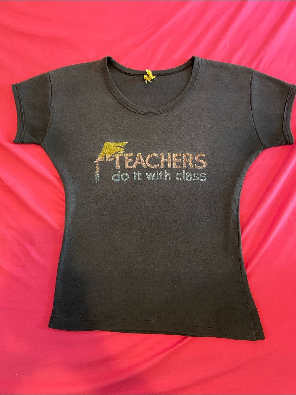Teachers Do It With Class Black Graphic Babydoll Sleeves Tee